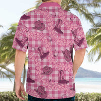 Pink Palaka Hawaii Cowboy Hawaiian Shirt Puakenikeni Lei Paniolo Papale Seamless Vibes LT14 - Polynesian Pride