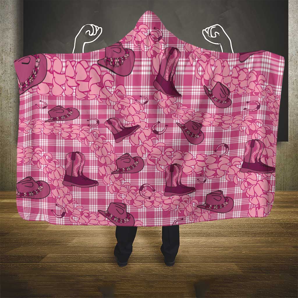 Pink Palaka Hawaii Cowboy Hooded Blanket Puakenikeni Lei Paniolo Papale Seamless Vibes LT14 - Polynesian Pride