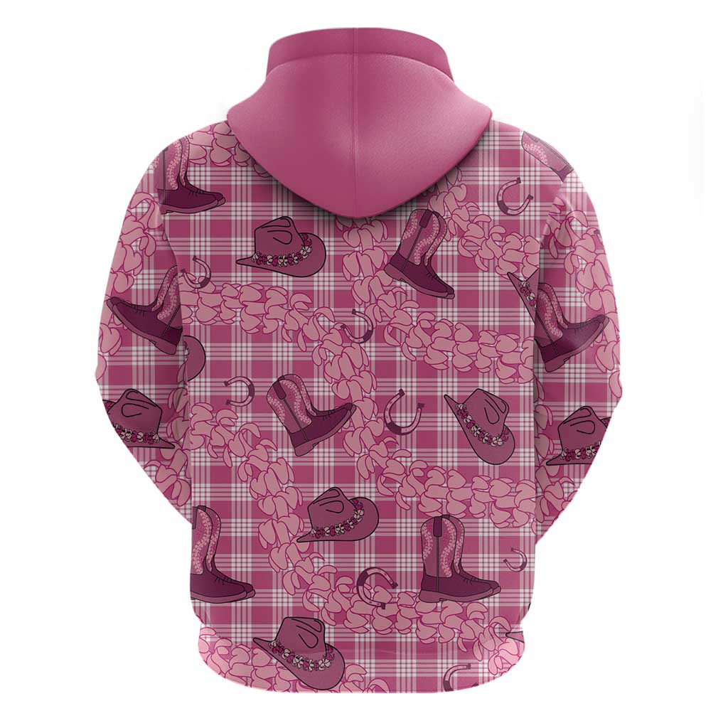 Pink Palaka Hawaii Cowboy Hoodie Puakenikeni Lei Paniolo Papale Seamless Vibes LT14 - Polynesian Pride