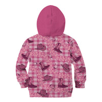Pink Palaka Hawaii Cowboy Kid Hoodie Puakenikeni Lei Paniolo Papale Seamless Vibes LT14 - Polynesian Pride