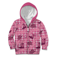 Pink Palaka Hawaii Cowboy Kid Hoodie Puakenikeni Lei Paniolo Papale Seamless Vibes LT14 Zip Hoodie Pink - Polynesian Pride