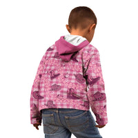 Pink Palaka Hawaii Cowboy Kid Hoodie Puakenikeni Lei Paniolo Papale Seamless Vibes LT14 - Polynesian Pride