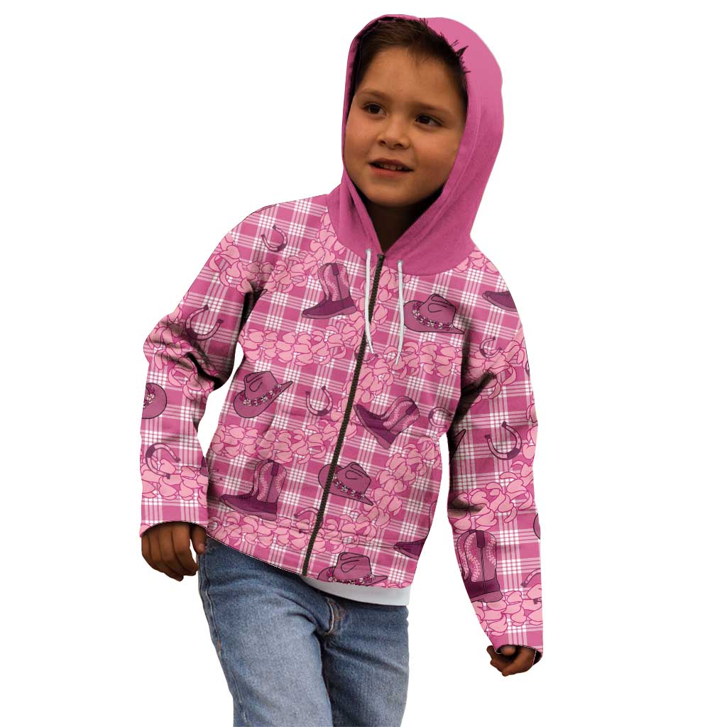 Pink Palaka Hawaii Cowboy Kid Hoodie Puakenikeni Lei Paniolo Papale Seamless Vibes LT14 - Polynesian Pride