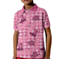Pink Palaka Hawaii Cowboy Kid Polo Shirt Puakenikeni Lei Paniolo Papale Seamless Vibes LT14 Kid Pink - Polynesian Pride