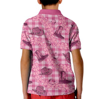 Pink Palaka Hawaii Cowboy Kid Polo Shirt Puakenikeni Lei Paniolo Papale Seamless Vibes LT14 - Polynesian Pride