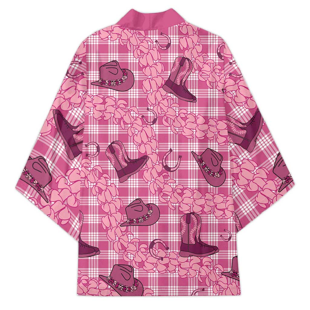 Pink Palaka Hawaii Cowboy Kimono Puakenikeni Lei Paniolo Papale Seamless Vibes LT14 - Polynesian Pride