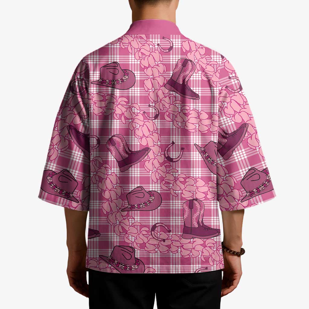 Pink Palaka Hawaii Cowboy Kimono Puakenikeni Lei Paniolo Papale Seamless Vibes LT14 - Polynesian Pride