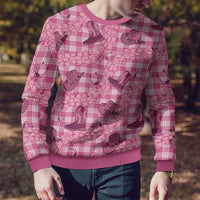 Pink Palaka Hawaii Cowboy Ugly Christmas Sweater Puakenikeni Lei Paniolo Papale Seamless Vibes LT14 - Polynesian Pride