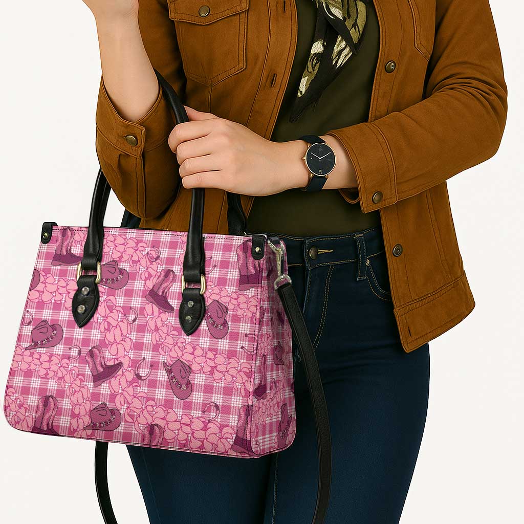 Pink Palaka Hawaii Cowboy Leather Bag Puakenikeni Lei Paniolo Papale Seamless Vibes LT14 - Polynesian Pride