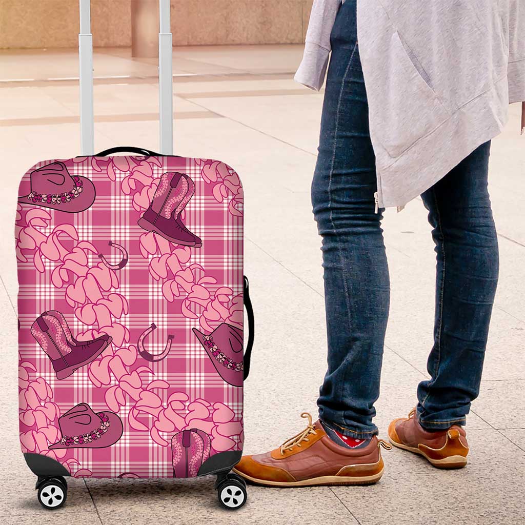Pink Palaka Hawaii Cowboy Luggage Cover Puakenikeni Lei Paniolo Papale Seamless Vibes LT14 Pink - Polynesian Pride