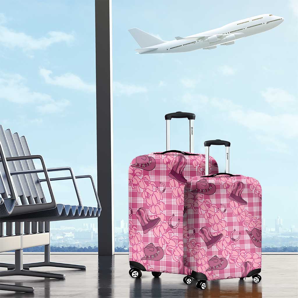 Pink Palaka Hawaii Cowboy Luggage Cover Puakenikeni Lei Paniolo Papale Seamless Vibes LT14 - Polynesian Pride