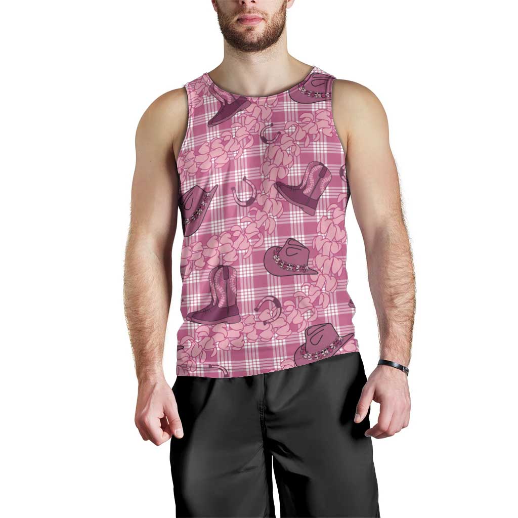 Pink Palaka Hawaii Cowboy Men Tank Top Puakenikeni Lei Paniolo Papale Seamless Vibes LT14 - Polynesian Pride