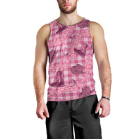 Pink Palaka Hawaii Cowboy Men Tank Top Puakenikeni Lei Paniolo Papale Seamless Vibes LT14 - Polynesian Pride