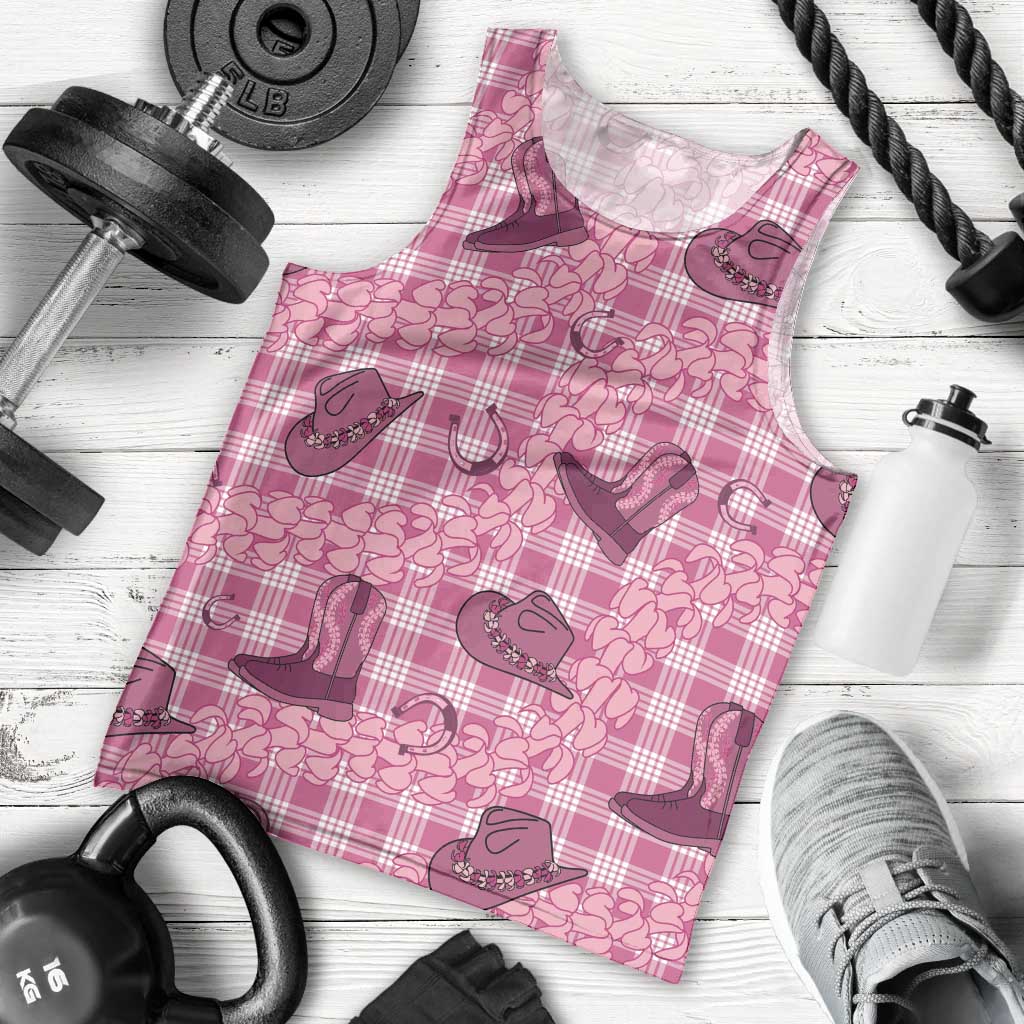 Pink Palaka Hawaii Cowboy Men Tank Top Puakenikeni Lei Paniolo Papale Seamless Vibes LT14 - Polynesian Pride