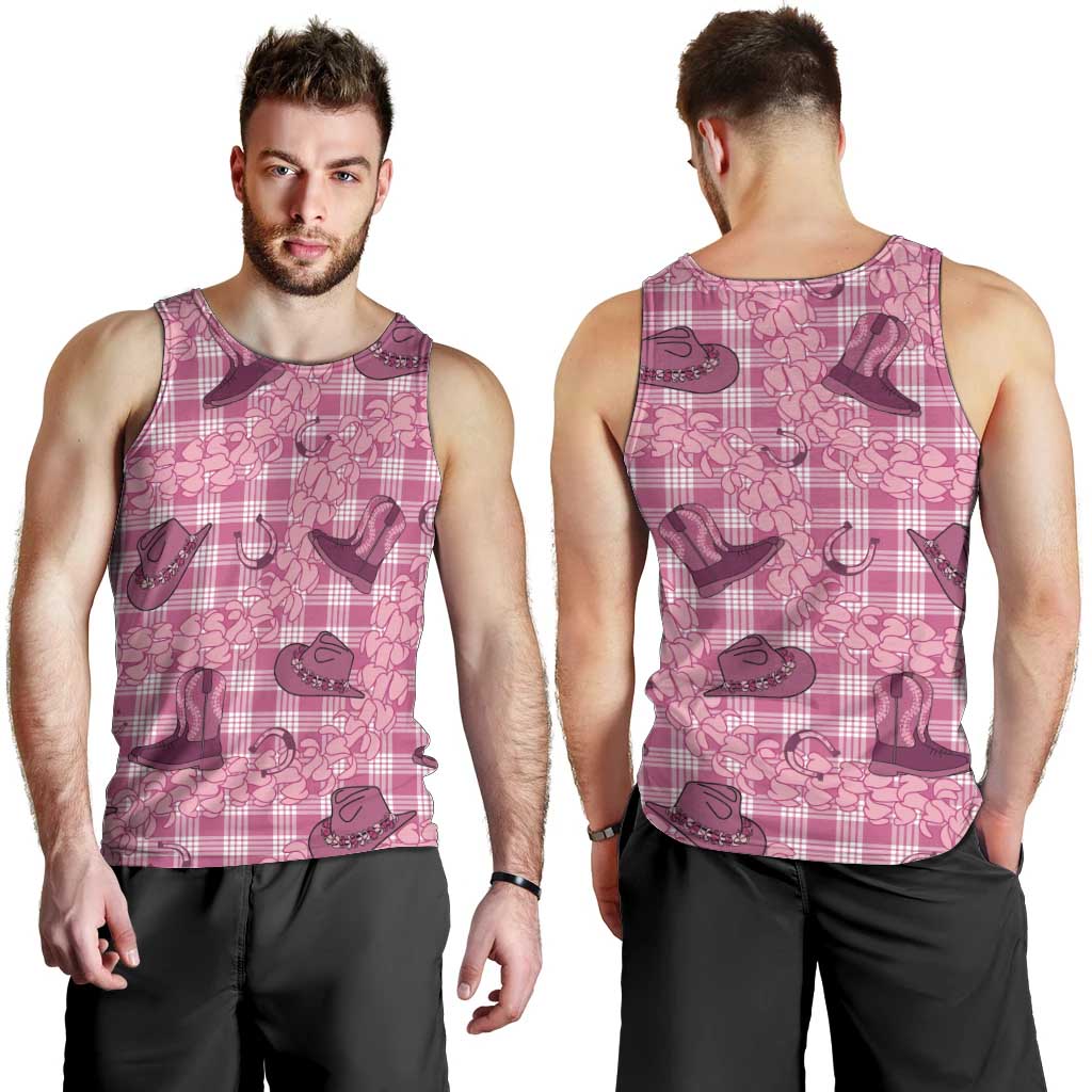Pink Palaka Hawaii Cowboy Men Tank Top Puakenikeni Lei Paniolo Papale Seamless Vibes LT14 - Polynesian Pride