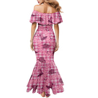 Pink Palaka Hawaii Cowboy Mermaid Dress Puakenikeni Lei Paniolo Papale Seamless Vibes LT14 - Polynesian Pride