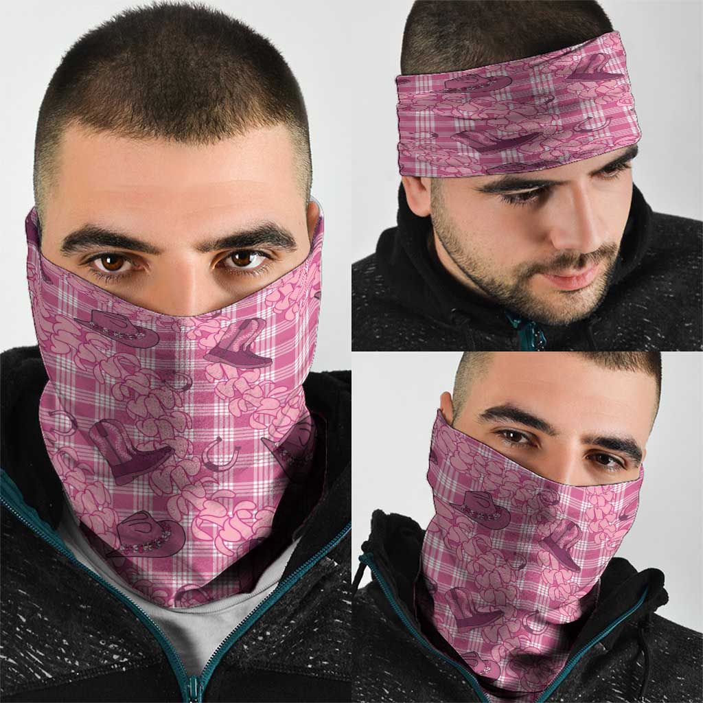 Pink Palaka Hawaii Cowboy Neck Gaiter Puakenikeni Lei Paniolo Papale Seamless Vibes LT14 - Polynesian Pride