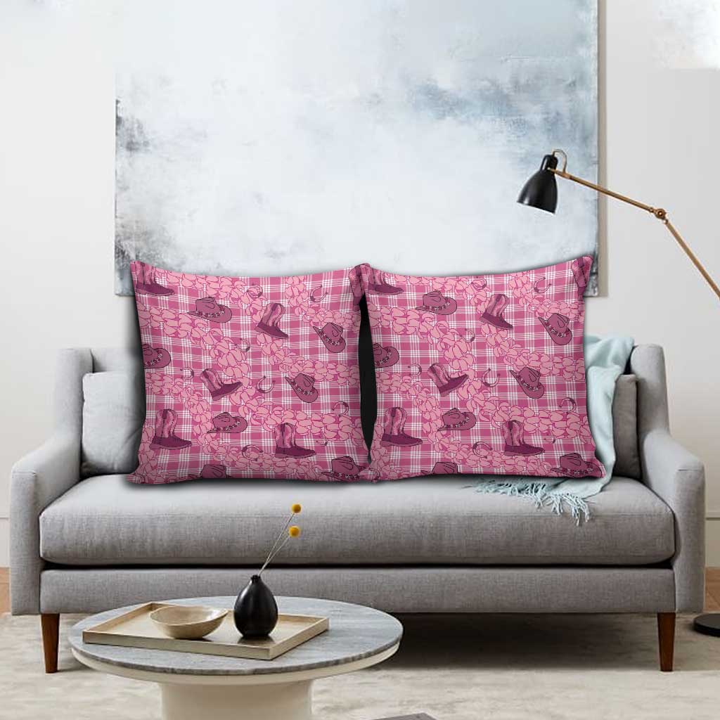 Pink Palaka Hawaii Cowboy Pillow Cover Puakenikeni Lei Paniolo Papale Seamless Vibes LT14 - Polynesian Pride