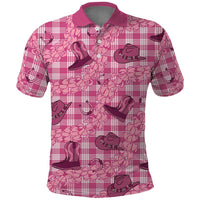 Pink Palaka Hawaii Cowboy Polo Shirt Puakenikeni Lei Paniolo Papale Seamless Vibes LT14 Pink - Polynesian Pride