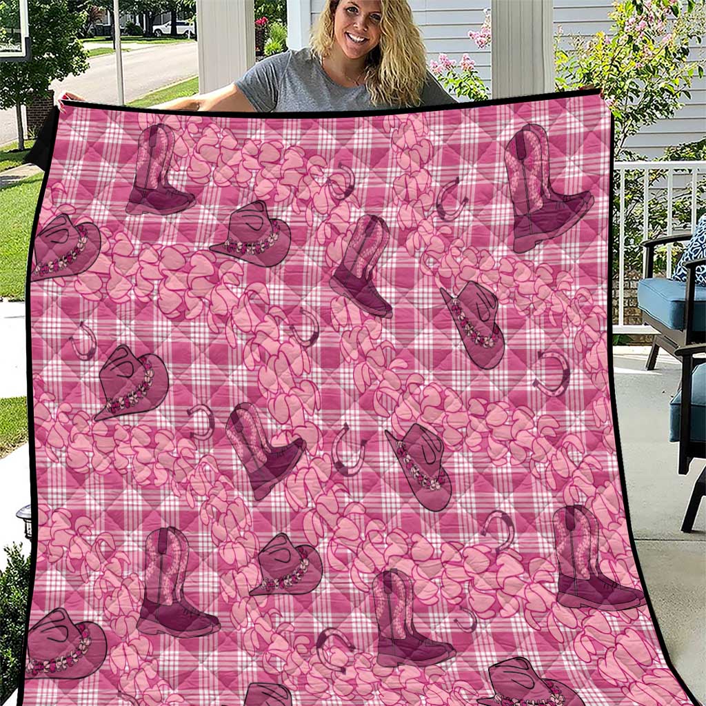 Pink Palaka Hawaii Cowboy Quilt Puakenikeni Lei Paniolo Papale Seamless Vibes LT14 Pink - Polynesian Pride