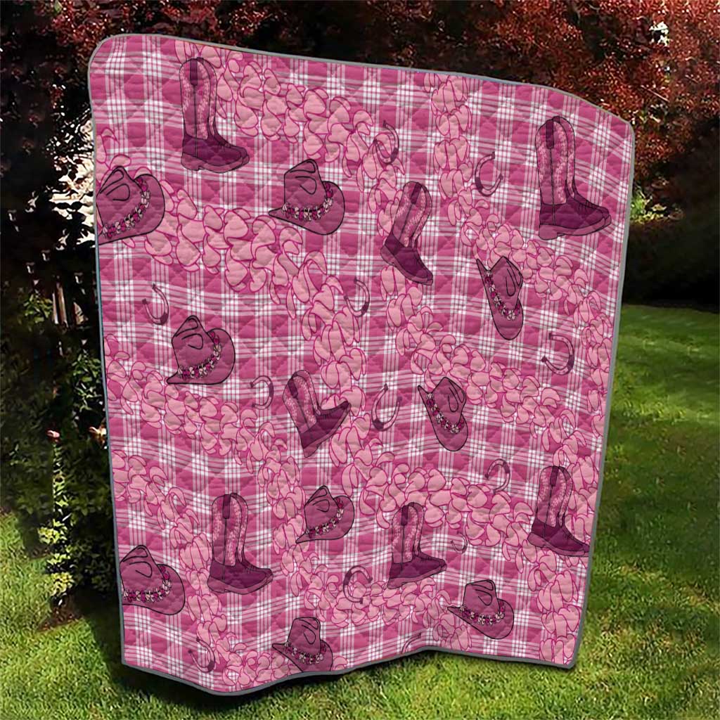 Pink Palaka Hawaii Cowboy Quilt Puakenikeni Lei Paniolo Papale Seamless Vibes LT14 - Polynesian Pride