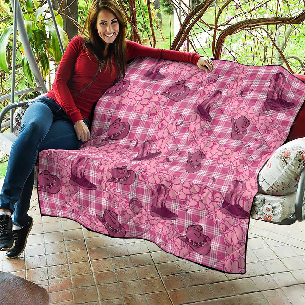 Pink Palaka Hawaii Cowboy Quilt Puakenikeni Lei Paniolo Papale Seamless Vibes LT14 - Polynesian Pride