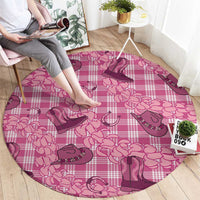 Pink Palaka Hawaii Cowboy Round Carpet Puakenikeni Lei Paniolo Papale Seamless Vibes LT14 - Polynesian Pride