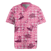 Pink Palaka Hawaii Cowboy Rugby Jersey Puakenikeni Lei Paniolo Papale Seamless Vibes LT14 Pink - Polynesian Pride