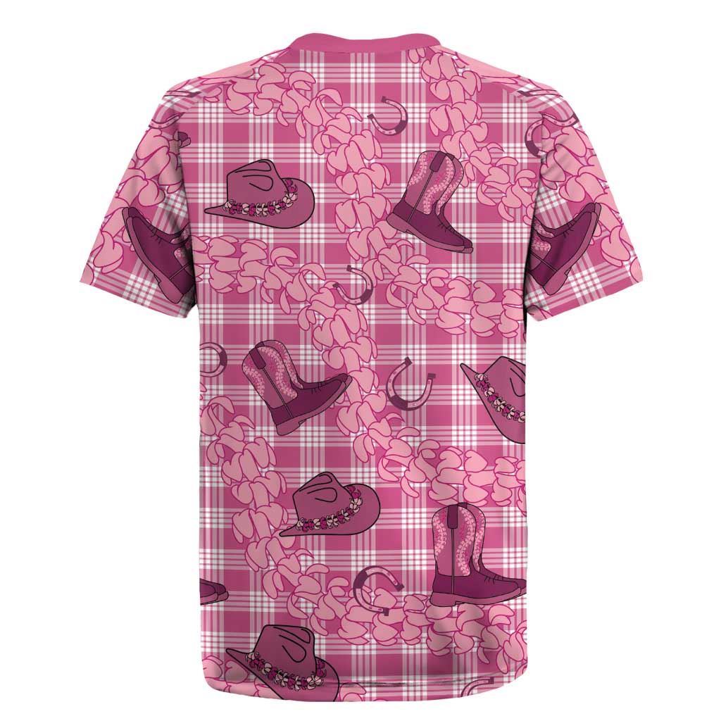 Pink Palaka Hawaii Cowboy Rugby Jersey Puakenikeni Lei Paniolo Papale Seamless Vibes LT14 - Polynesian Pride