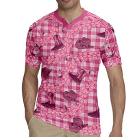 Pink Palaka Hawaii Cowboy Rugby Jersey Puakenikeni Lei Paniolo Papale Seamless Vibes LT14 - Polynesian Pride