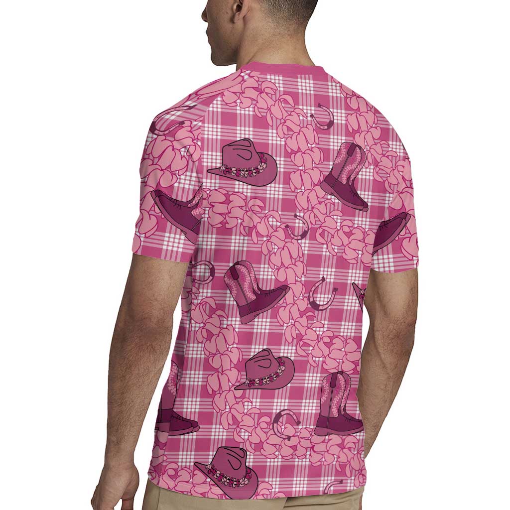 Pink Palaka Hawaii Cowboy Rugby Jersey Puakenikeni Lei Paniolo Papale Seamless Vibes LT14 - Polynesian Pride