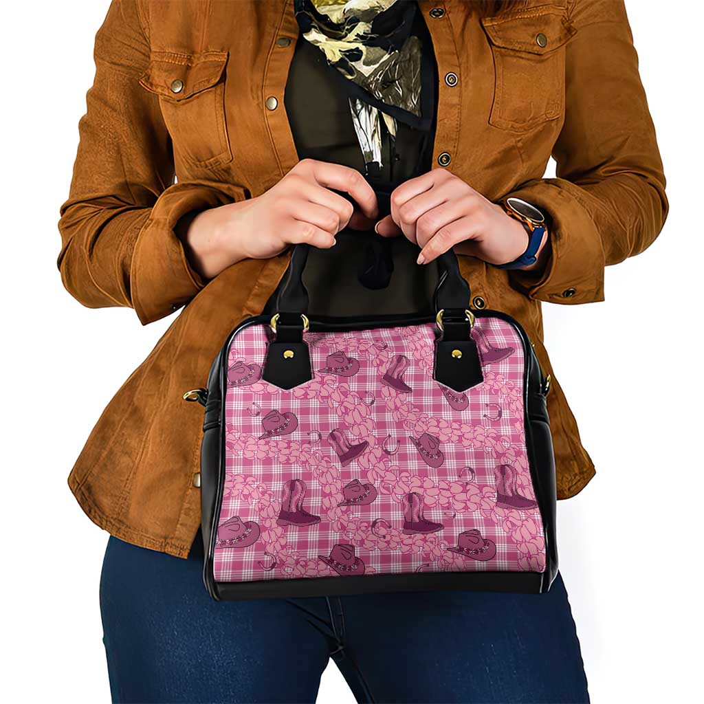 Pink Palaka Hawaii Cowboy Shoulder Handbag Puakenikeni Lei Paniolo Papale Seamless Vibes LT14 - Polynesian Pride