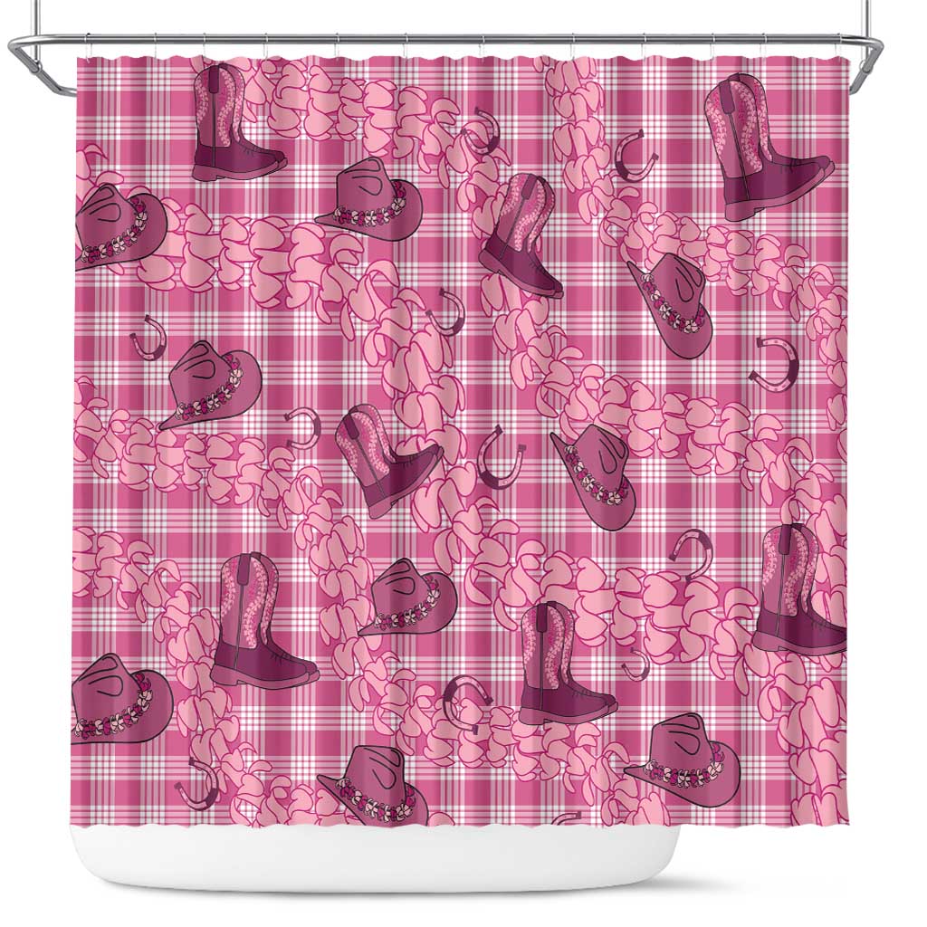 Pink Palaka Hawaii Cowboy Shower Curtain Puakenikeni Lei Paniolo Papale Seamless Vibes LT14 Pink - Polynesian Pride