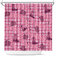 Pink Palaka Hawaii Cowboy Shower Curtain Puakenikeni Lei Paniolo Papale Seamless Vibes LT14 Pink - Polynesian Pride