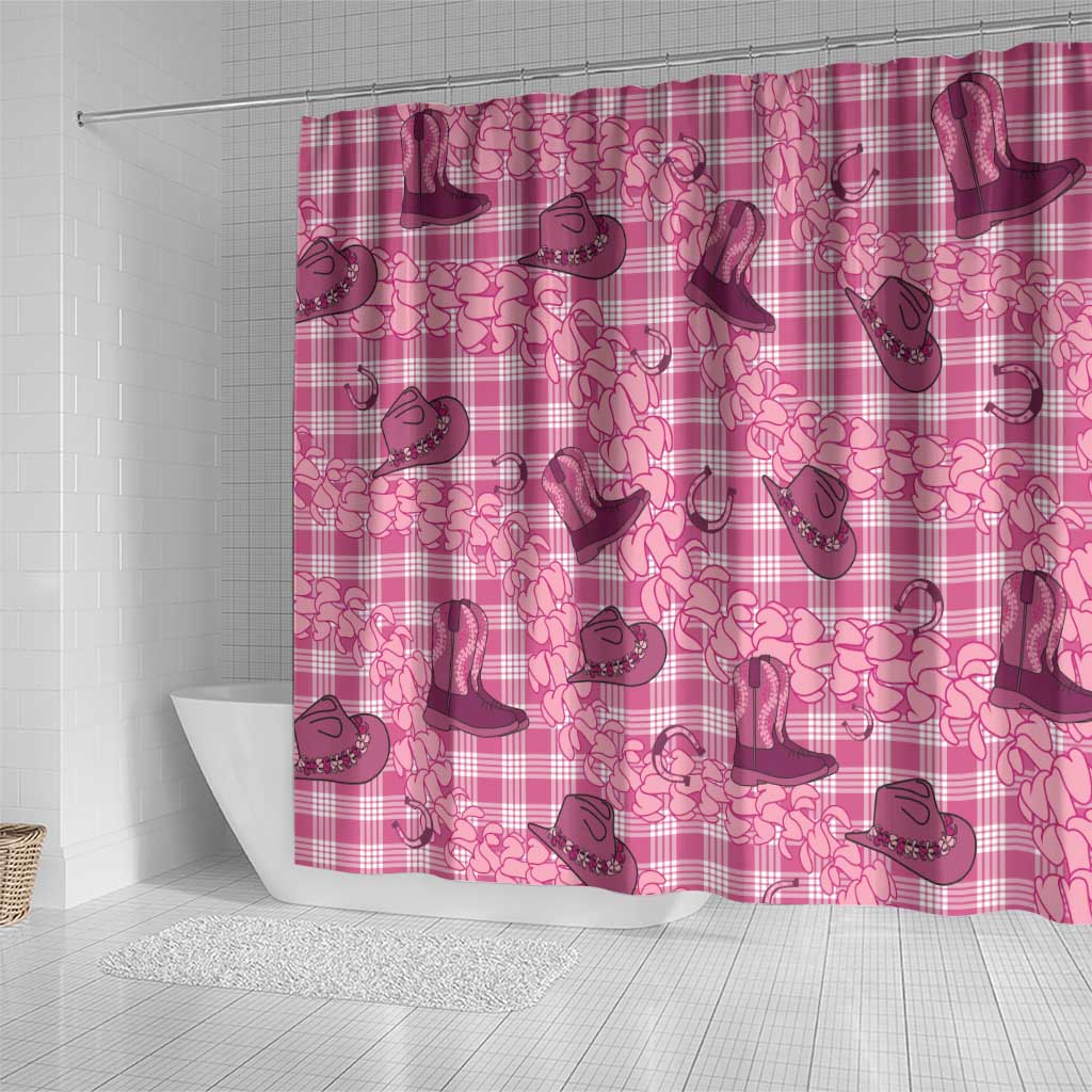 Pink Palaka Hawaii Cowboy Shower Curtain Puakenikeni Lei Paniolo Papale Seamless Vibes LT14 - Polynesian Pride