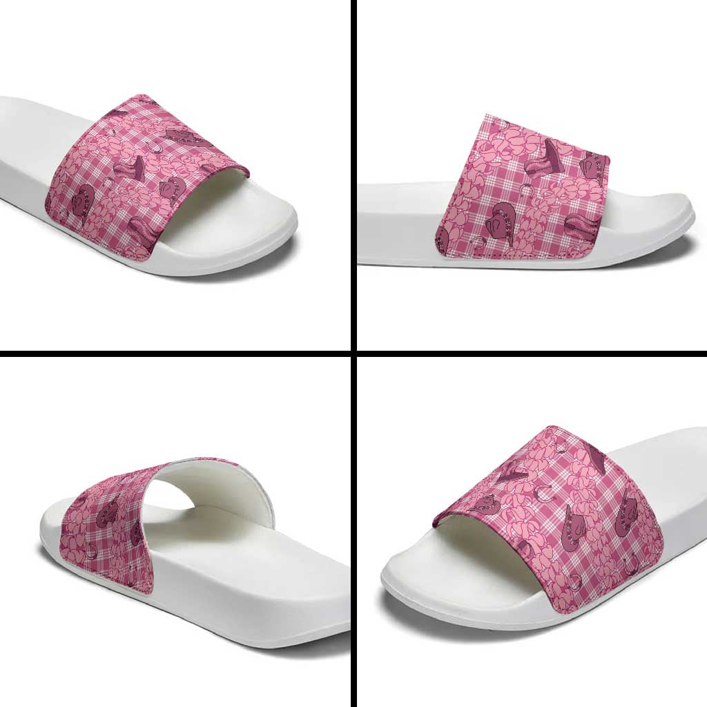 Pink Palaka Hawaii Cowboy Slide Sandals Puakenikeni Lei Paniolo Papale Seamless Vibes LT14 - Polynesian Pride