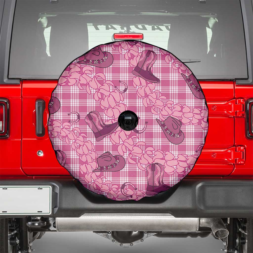 Pink Palaka Hawaii Cowboy Spare Tire Cover Puakenikeni Lei Paniolo Papale Seamless Vibes LT14 - Polynesian Pride