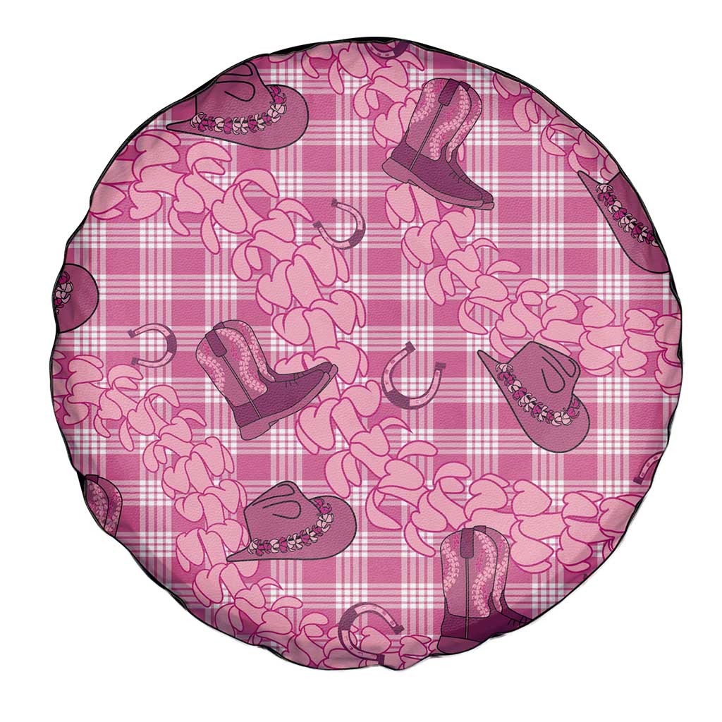 Pink Palaka Hawaii Cowboy Spare Tire Cover Puakenikeni Lei Paniolo Papale Seamless Vibes LT14 - Polynesian Pride