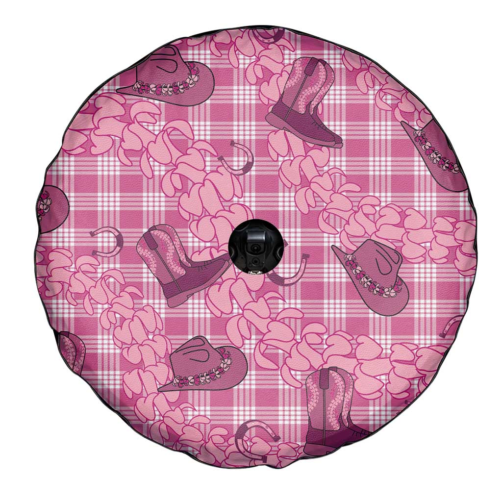 Pink Palaka Hawaii Cowboy Spare Tire Cover Puakenikeni Lei Paniolo Papale Seamless Vibes LT14 - Polynesian Pride