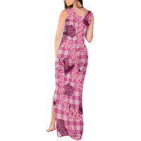 Pink Palaka Hawaii Cowboy Tank Maxi Dress Puakenikeni Lei Paniolo Papale Seamless Vibes LT14 - Polynesian Pride