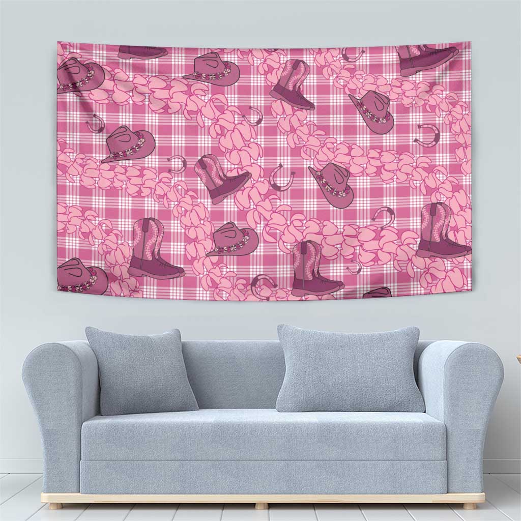 Pink Palaka Hawaii Cowboy Tapestry Puakenikeni Lei Paniolo Papale Seamless Vibes LT14 - Polynesian Pride