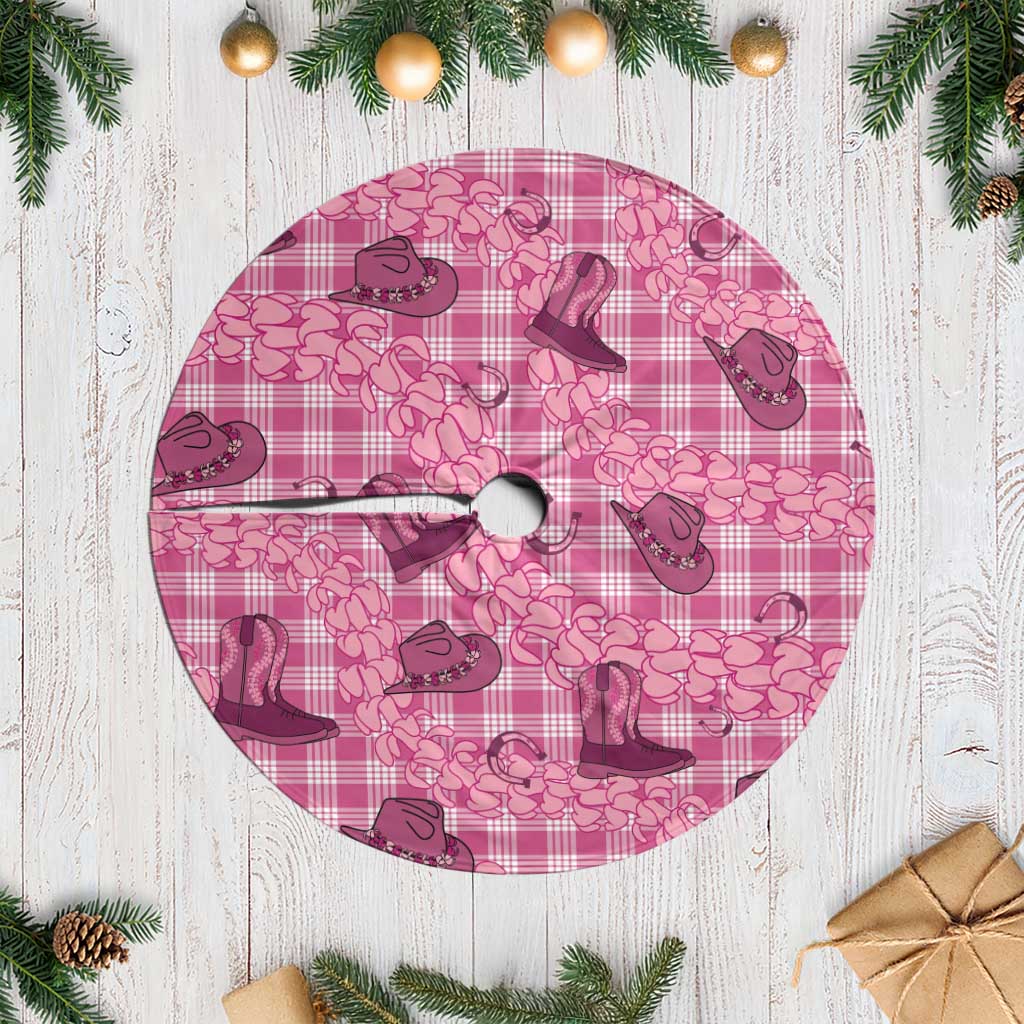 Pink Palaka Hawaii Cowboy Tree Skirt Puakenikeni Lei Paniolo Papale Seamless Vibes LT14 Casual Pink - Polynesian Pride