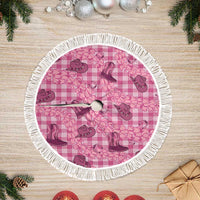 Pink Palaka Hawaii Cowboy Tree Skirt Puakenikeni Lei Paniolo Papale Seamless Vibes LT14 Fringed Pink - Polynesian Pride