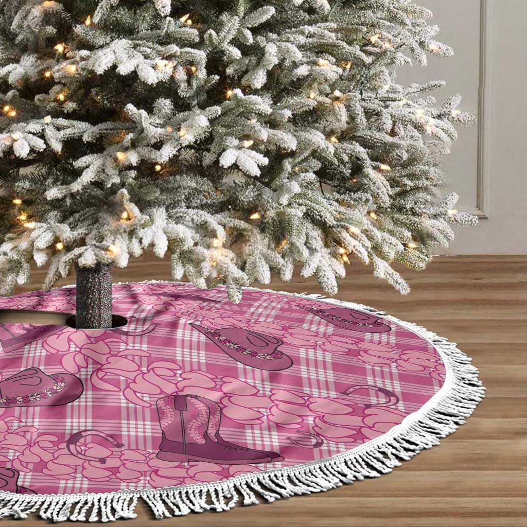Pink Palaka Hawaii Cowboy Tree Skirt Puakenikeni Lei Paniolo Papale Seamless Vibes LT14 - Polynesian Pride