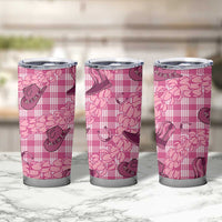 Pink Palaka Hawaii Cowboy Tumbler Cup Puakenikeni Lei Paniolo Papale Seamless Vibes LT14 - Polynesian Pride