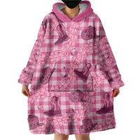 Pink Palaka Hawaii Cowboy Wearable Blanket Hoodie Puakenikeni Lei Paniolo Papale Seamless Vibes LT14 - Polynesian Pride