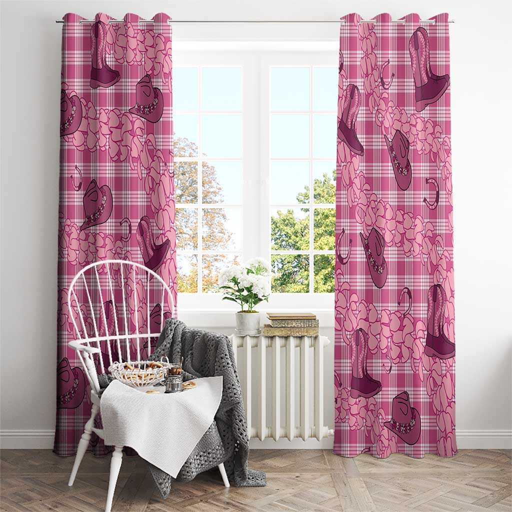 Pink Palaka Hawaii Cowboy Window Curtain Puakenikeni Lei Paniolo Papale Seamless Vibes LT14 - Polynesian Pride