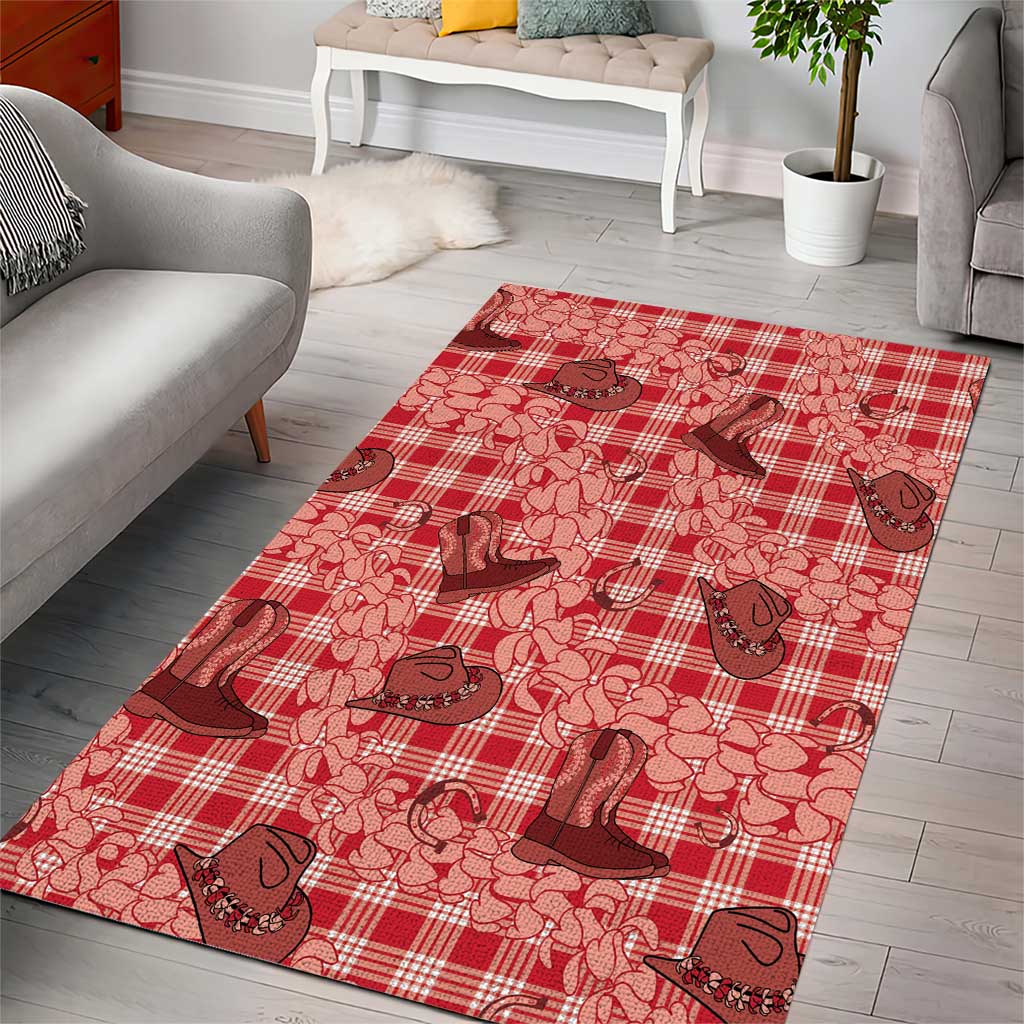 Red Palaka Hawaii Cowboy Area Rug Puakenikeni Lei Paniolo Papale Seamless Vibes LT14 - Polynesian Pride