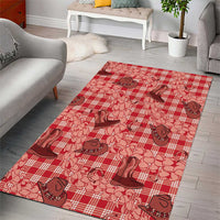 Red Palaka Hawaii Cowboy Area Rug Puakenikeni Lei Paniolo Papale Seamless Vibes LT14 - Polynesian Pride