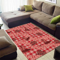Red Palaka Hawaii Cowboy Area Rug Puakenikeni Lei Paniolo Papale Seamless Vibes LT14 - Polynesian Pride